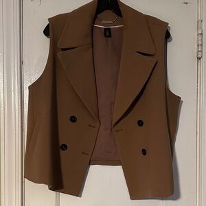 White House Black Market Brown Double-Breasted Vest